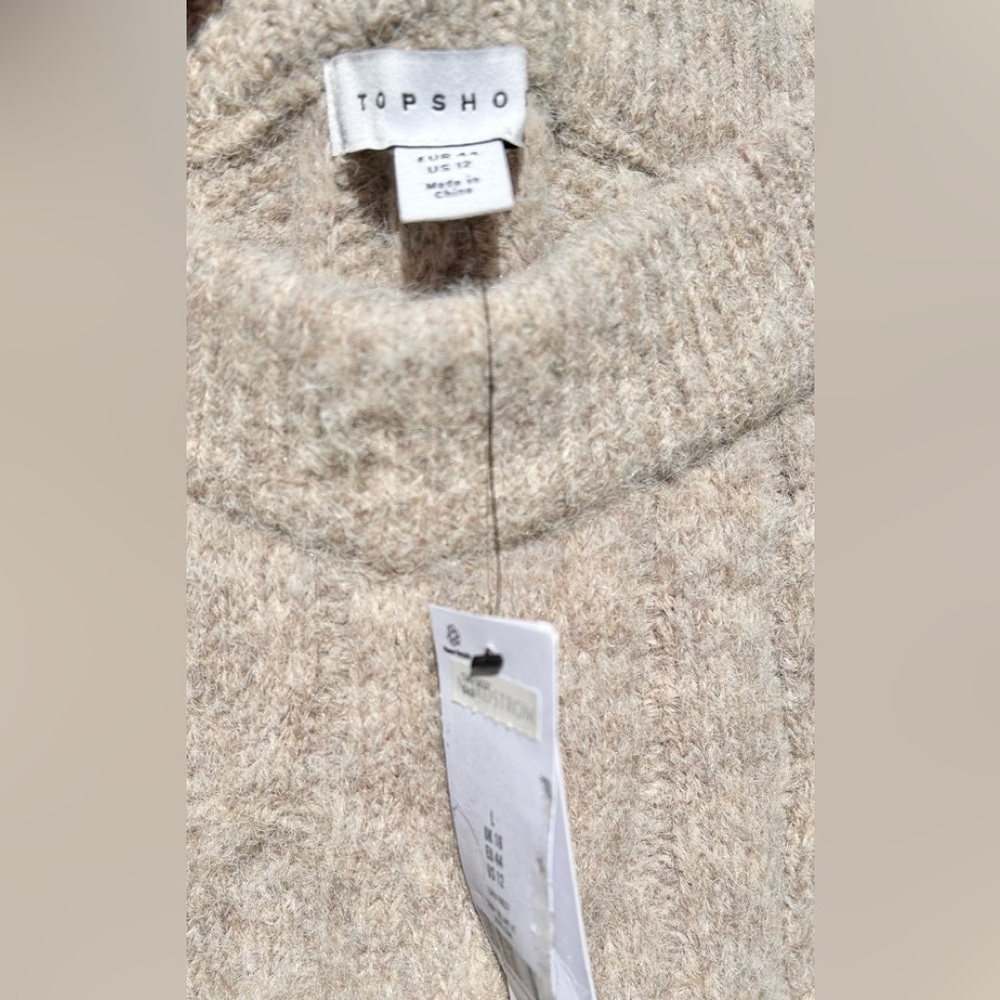 NWT TOPSHOP Fluffy Cable Knit Sweater Wide Leg Cabincore Pants Size 12 $68 - Picture 5 of 7